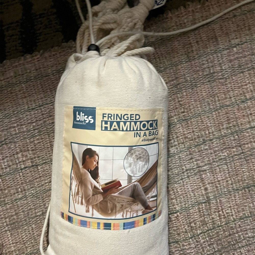 Bliss Cream Fringed Hammock in a Bag
